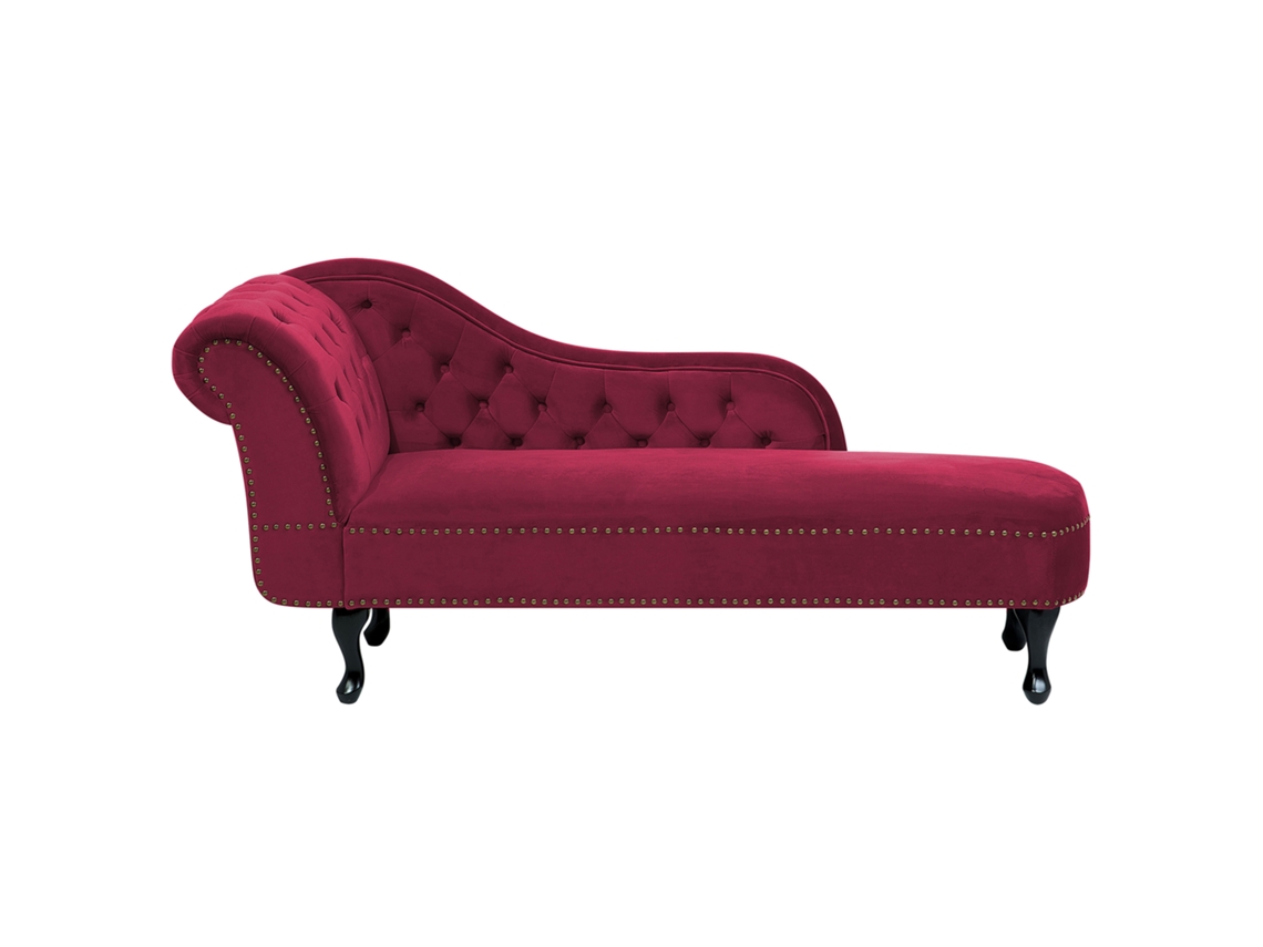 Chaise longue izquierdo BELIANI Nimes de Terciopelo Rojo 169x65x79