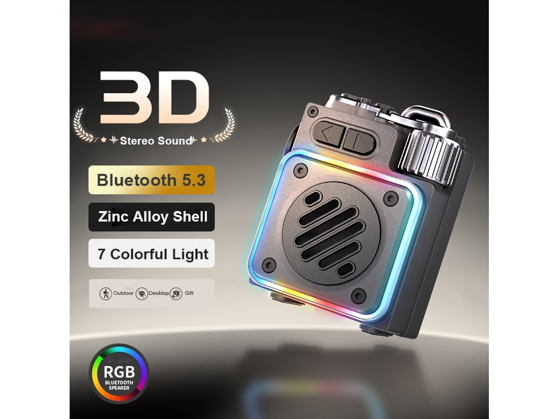 Altavoz Bluetooth MDUG con reproductor de MP3, iluminación RGB y lector de tarjetas TF - Negro