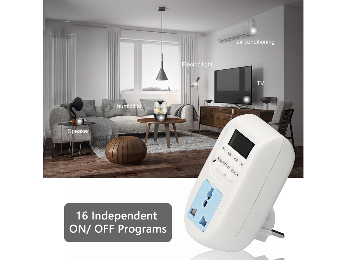 Temporizador Digital Enchufable, Programable Semanalmente, 16 Programas, 220v-240v, Enchufe Europeo Para Lámparas Y Ventiladores.