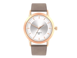 Elegante Reloj De Pulsera Unisex De Cuarzo Con Esfera Redonda Y Correa De Pu Gris.
