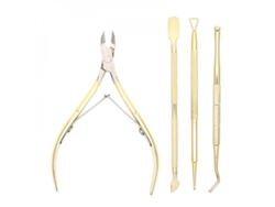 Kit De Herramientas Para Manicura Y Pedicura Con Cortacutículas, Empujador Y Tijeras En Acero Inoxidable Qva.