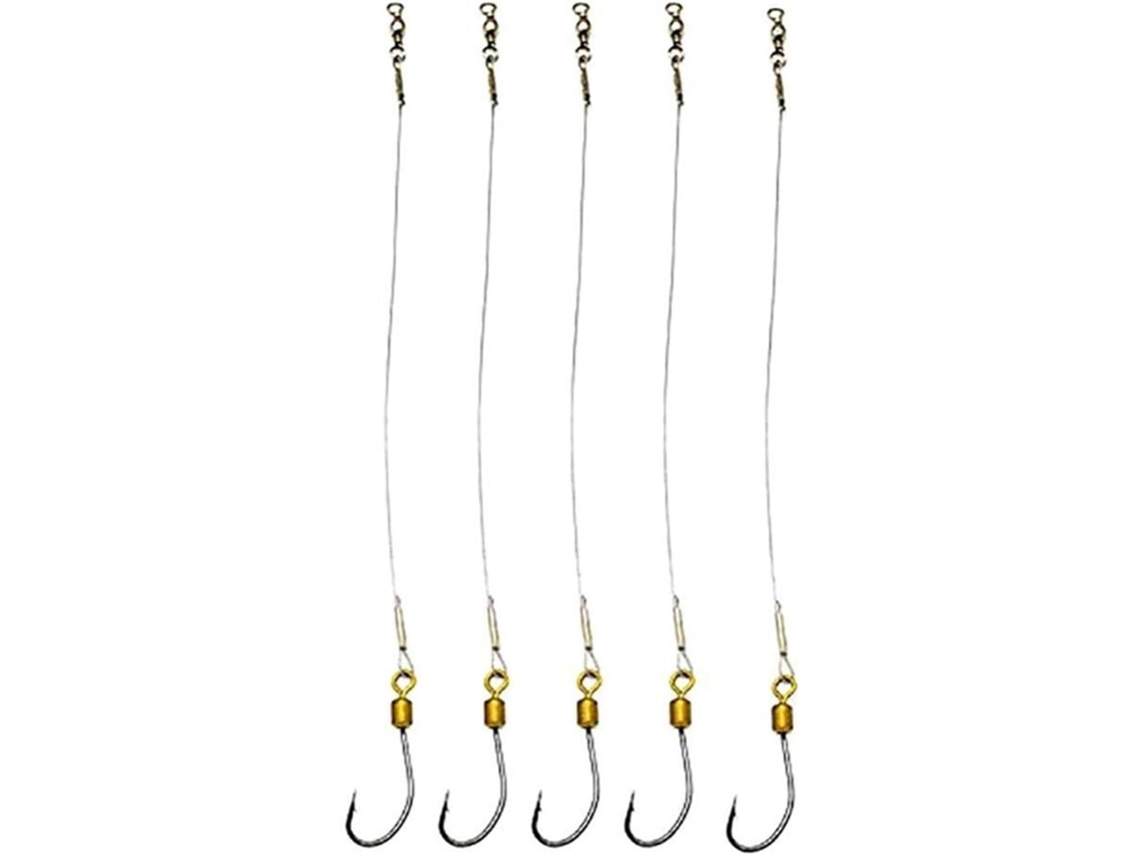 Juego De 5 Anzuelos Pesca, Líder Línea Anti-mordeduras Acero Inoxidable, Plataformas Anzuelos, Línea, Herra...