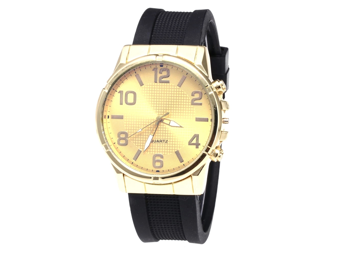 Reloj De Cuarzo Unisex Con Correa De Silicona Dial Redondo Oro Zhoulianfa