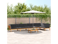 Conjunto de sofá de jardín de 6 piezas con palets y cojines de acacia maciza DKD Home Decor