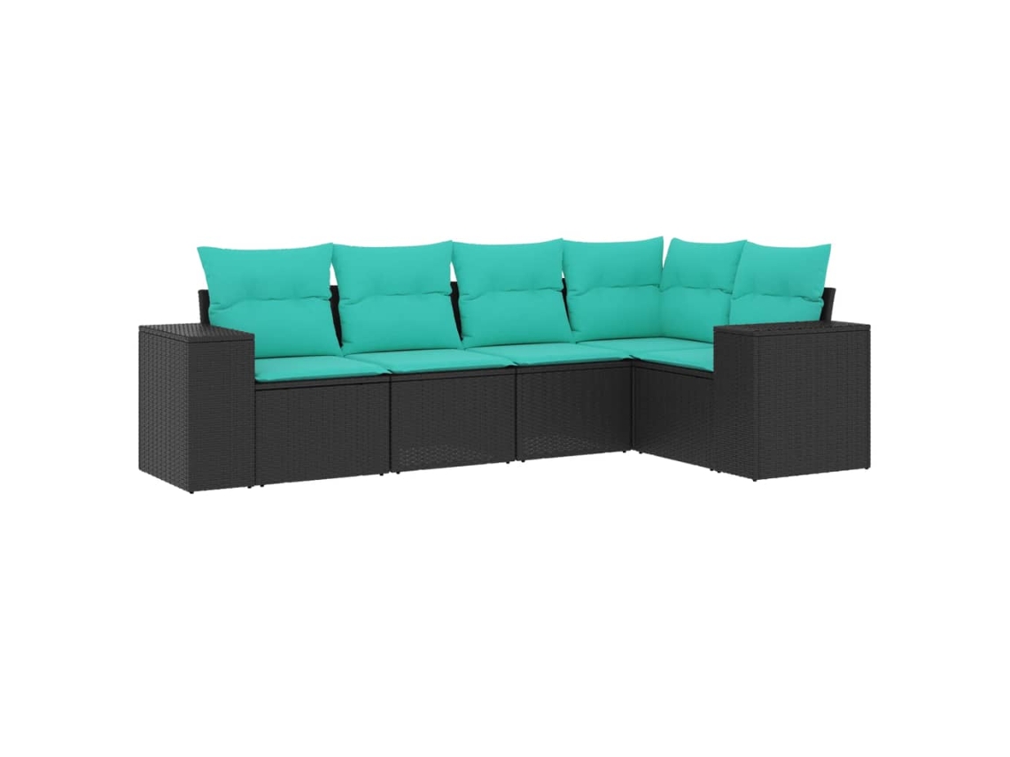 Maison Exclusive - Conjunto De Sofá De Jardín De 5 Piezas Con Cojines, De Poliratán Negro