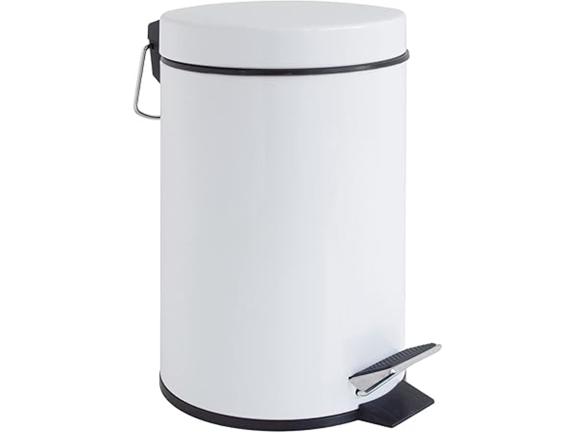 Cubo De Basura Metálico De 3 Litros De Capacidad, Accionado Con Pedal, Color Blanco, Tamaño: 22,5 X 17 X 26 Cm, Limpieza Eficiente, Uso Domé