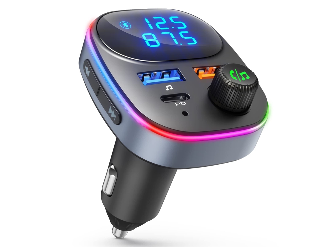 Transmisor FM Bluetooth 5.3 PD 20W, QC 3.0, pantalla HD, asistente de voz Chaberlu (negro)