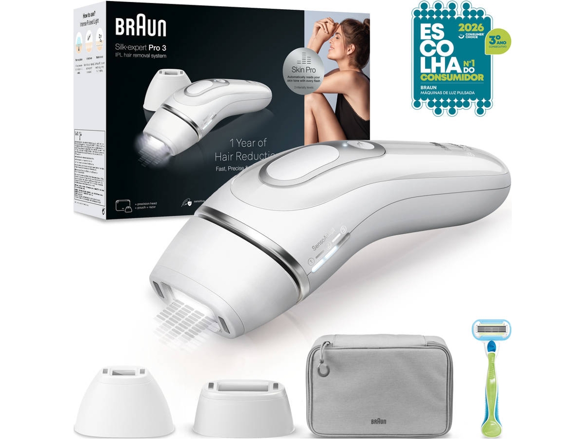 Depiladora Luz Pulsada BRAUN Silk Expert S3 Pl3122 1Un (IPL - Multi-zonas - Corriente)