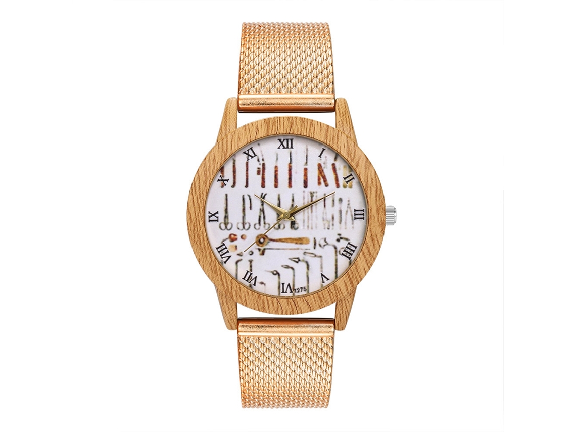 Relojes de moda unisex para hombre y mujer con movimiento de cuarzo (oro rosa)