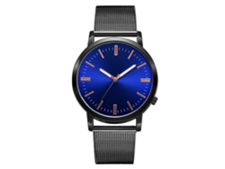 Reloj De Pulsera De Cuarzo Sencillo De Aleación Para Hombre Con Detalles En Negro Y Azul.