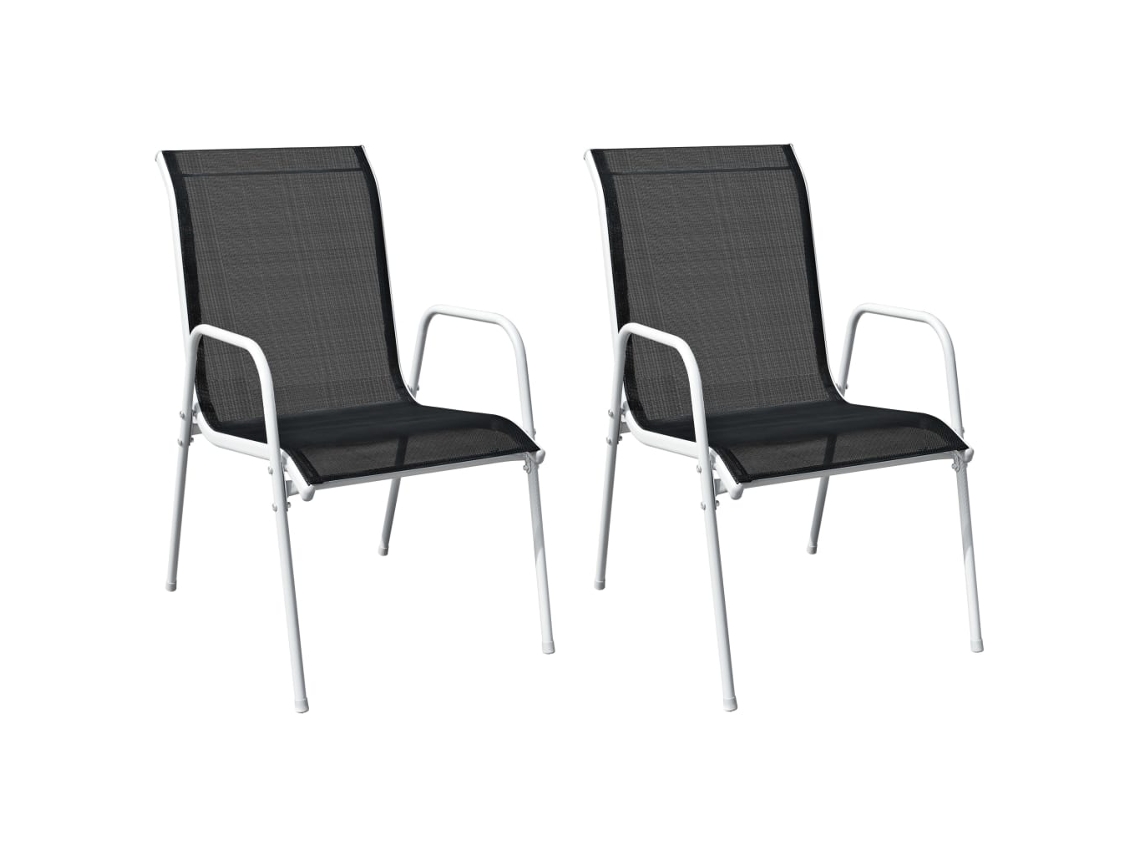 Sillas de jardín apilables de 2 piezas DKD Home Decor, acero y textilene negro