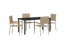 Conjunto de comedor Vidaxl de ratán de polietileno beige, 5 piezas