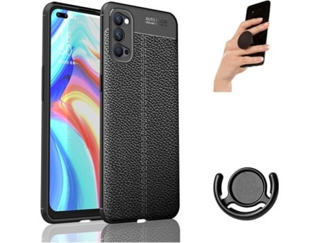 Funda, Soporte y Popsocket Oppo Reno 4 5G PHONESHIELD Rugged Leather Negro