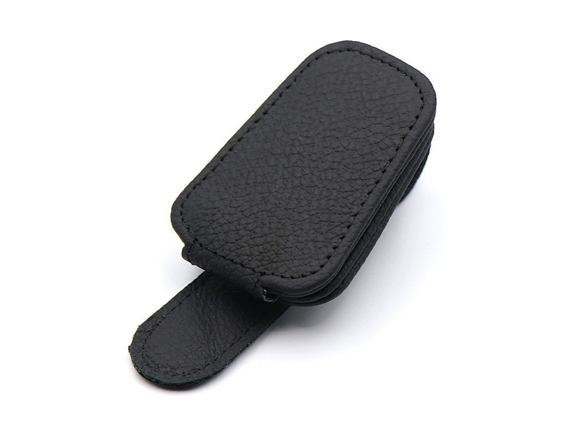 Clip magnético de cuero auténtico para sujetar las gafas a la visera del coche. Sujeta las gafas de forma segura. Accesorio para la visera interior.