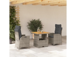 Conjunto de comedor de jardín de 3 piezas con cojines DKD Home Decor, ratán gris
