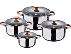 Batería de Cocina SAN IGANCIO SG-8021 (Negro - Acero Inoxidable - 8 Piezas)