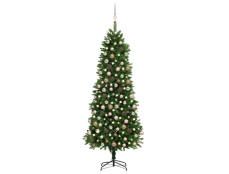 Árbol de Navidad artificial VIDAXL con luces y bolas verde (240 cm)