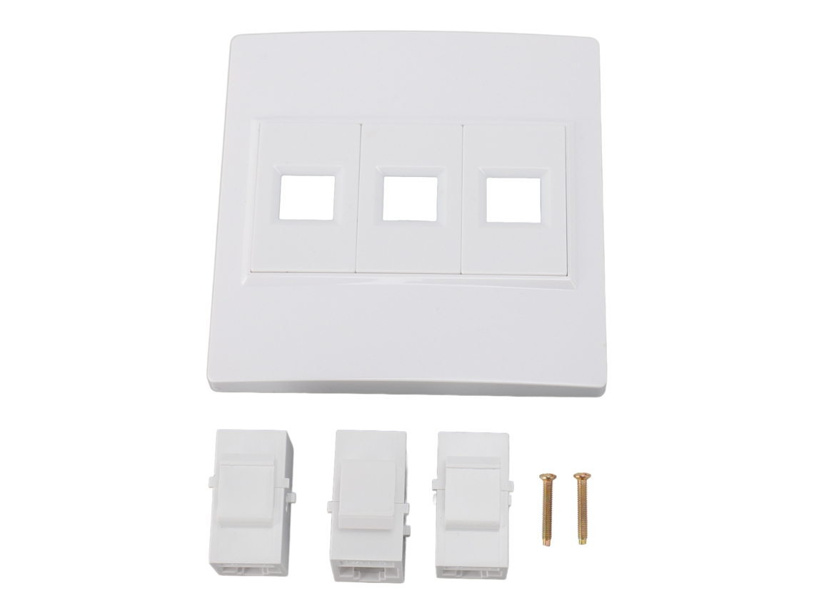 Baoj-2026placa De Parede Ethernet Cat 6 De 3 Portas Fêmea Para Fêmea Keystone Para Cat5 Cat5e Cat6 Cat6a Placa De Internet