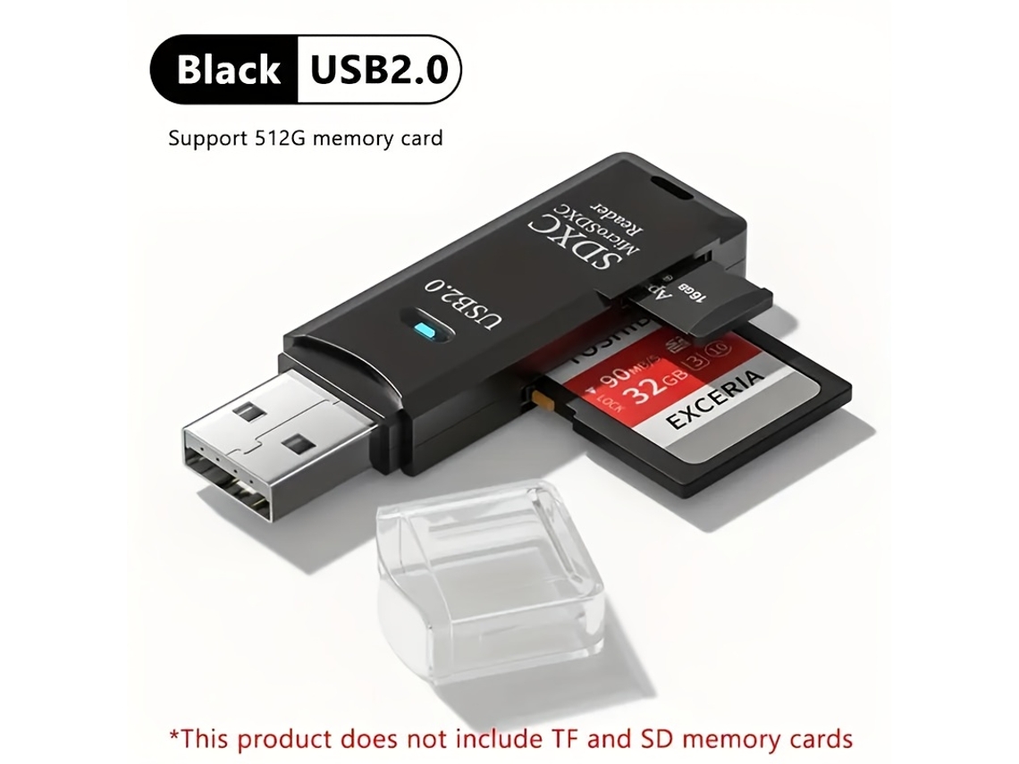 Lector de tarjetas USB 2.0 para tarjetas SD/TF (Negro) Specment