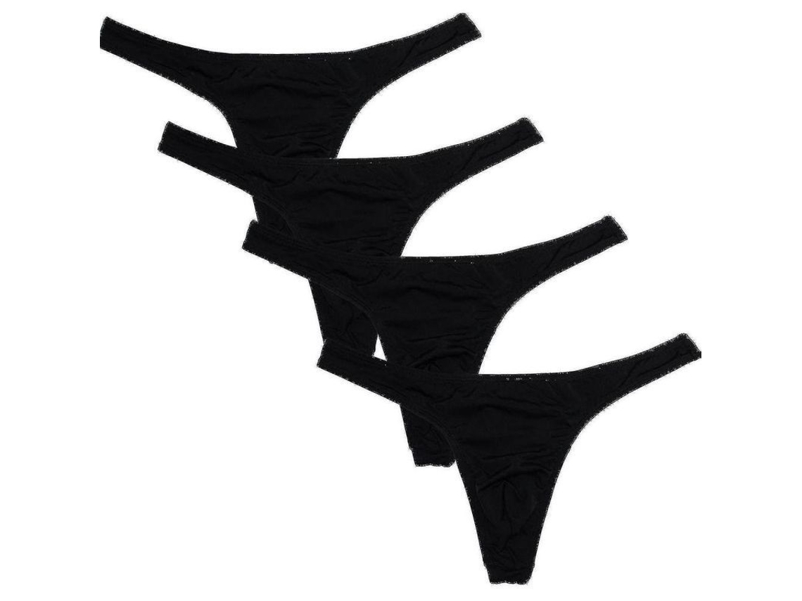 2026-18126-cuecas De Cuerda Para Hombre Pack De 4 Qxc Microfibra Elástica Cómoda Acolchada L Negro