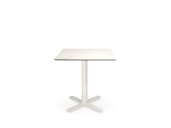 Mesa cuadrada interior Garbar Goya HPL de 70 x 70 cm con patas blancas y tablero blanco