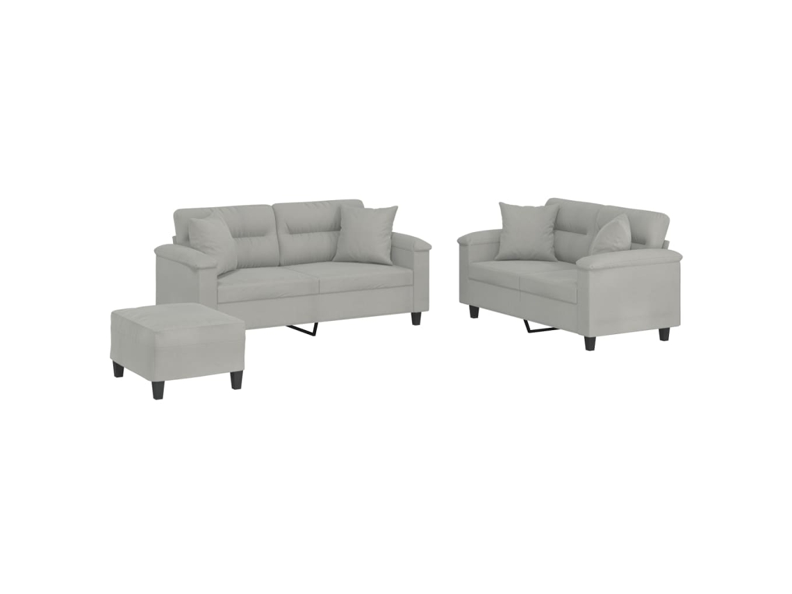 Maison Exclusive - Juego De Sofás Con Cojines 3 Piezas Tela Microfibra Gris Claro