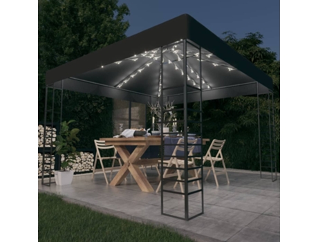 MAISON EXCLUSIVE Carpa cenador de jardín con tira de luces LED 3x3 m antracita