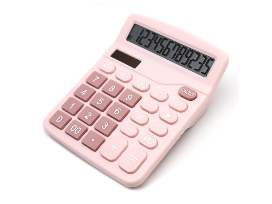 2026-calculadora De Escritorio 12 Dígitos Con Pantalla Lcd Grande Y Botones Sensibles, Rosa