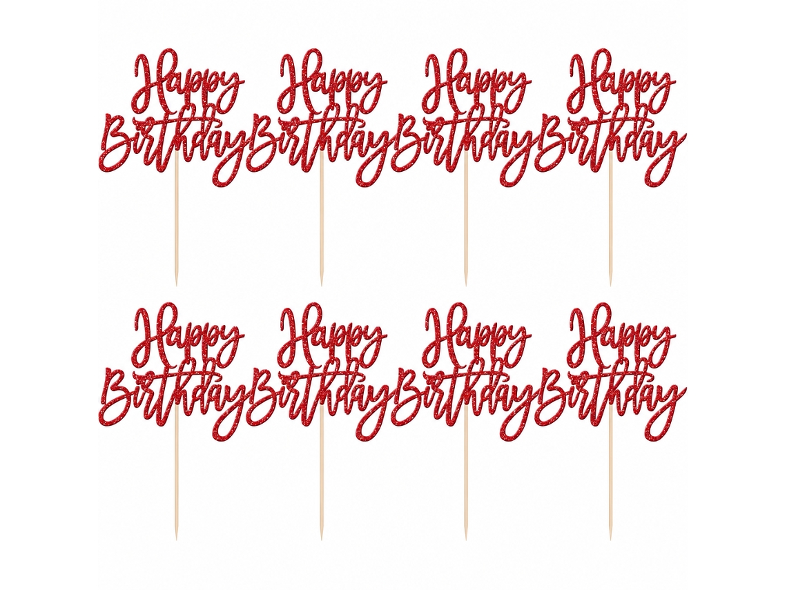 Topper Polski De Cartulina Roja Con Purpurina 30 Uds Preensamblado Para Cupcakes Y Postres De Cumpleaños