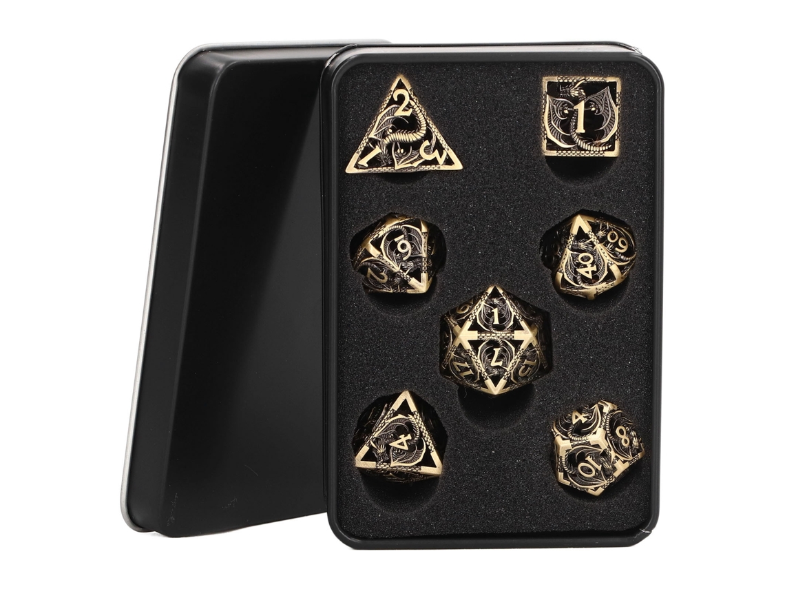 -set De 7 Dados Metálicos Huecos Poliedros Para Juegos De Mesa Rpg, Adolescentes, Adultos Y Amigos