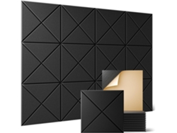 12 Paneles Acústicos Autoadhesivos Para Pared, Ideales Para El Hogar Y La Oficina (negro/30x30cm) Gertiz