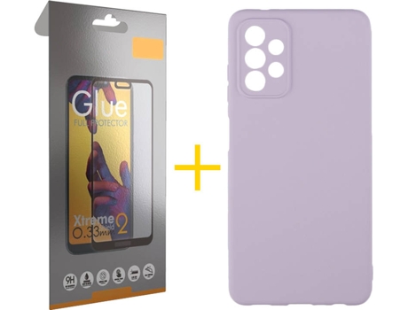 Kit Funda + Protector de Pantalla Samsung A32 5G SKYHE Cristal Templado 5048 Morado