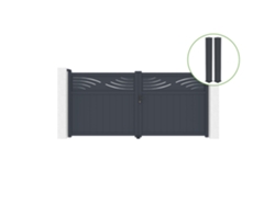 Puerta abatible 3,4m HALTI H.160cm aluminio gris 2 postes 20x20cm H.190cm CASANOOV