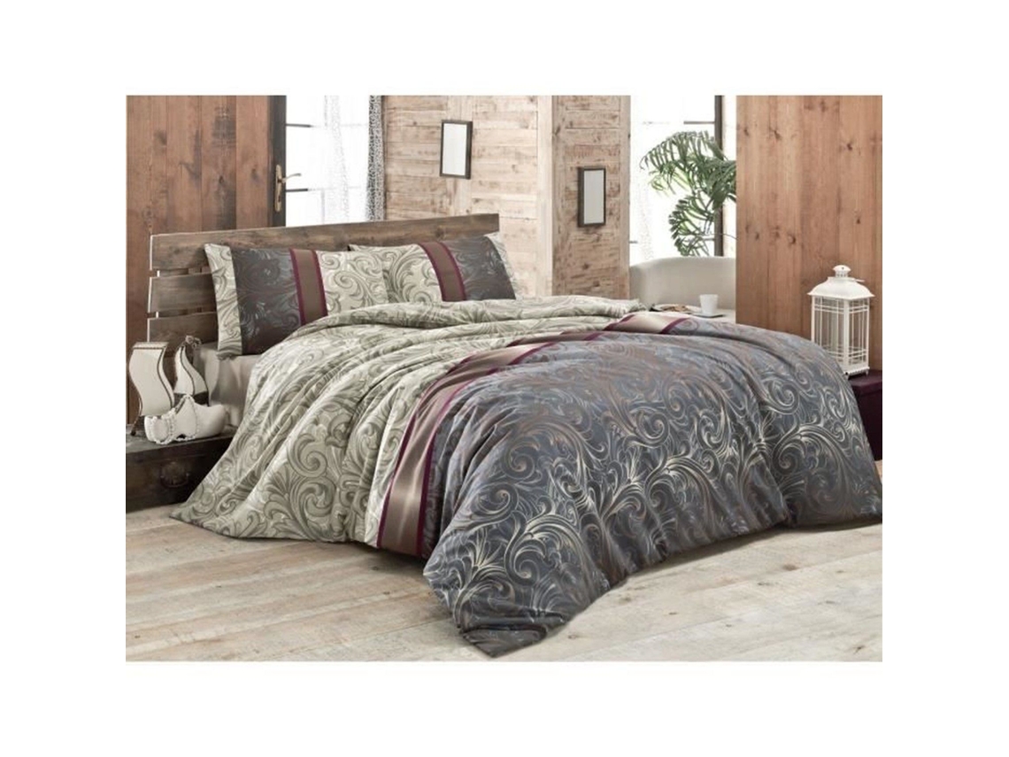 Juego De Cama - Funda Nórdica 220 X 240 + 2 Fundas De Almohada 60 X 60, 65% Algodón - Gris