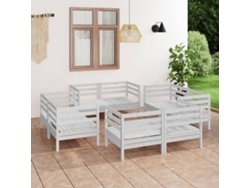 Conjunto de salón de jardín de 8 piezas de pino macizo blanco Dkd Home Decor