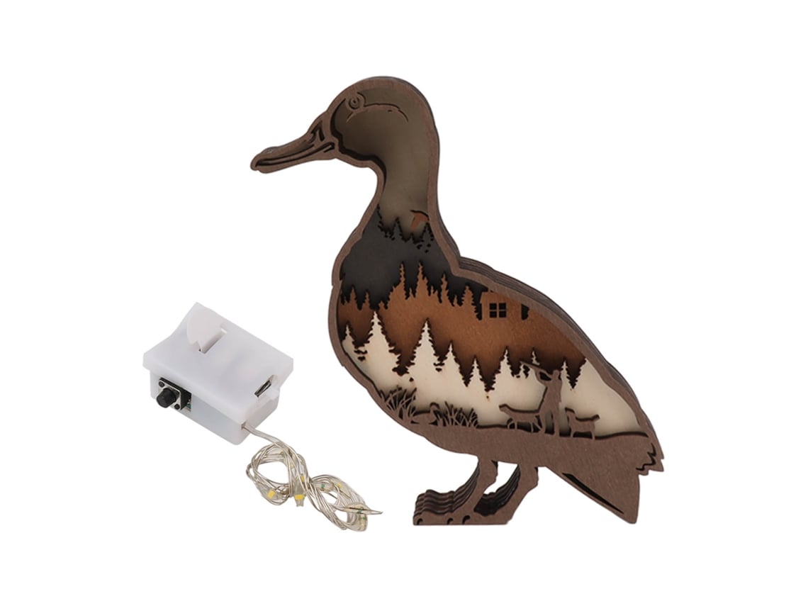 Lámpara De Madera Tallada En 3d Con Led, Diseño Decorativo De Pato Para La Decoración Del Hogar.