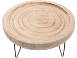 Bandeja Decorativa Redonda Madera Natural Patas Hierro Versátil Exhibir Joyas Jabón Aperitivos Elegante