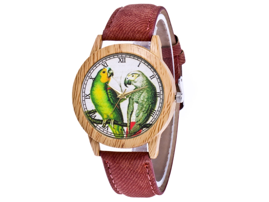 Reloj De Pulsera De Cuarzo Informal Con Correa De Cuero Para Hombre Y Mujer - Marrón