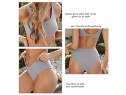 Traje de baño bikini azul grisáceo, talla M, sin espalda, verano