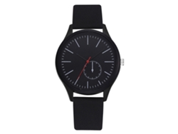 Reloj De Cuarzo De Lujo Con Dos Zonas Horarias Correa De Cuero Pu Unisex (negro)