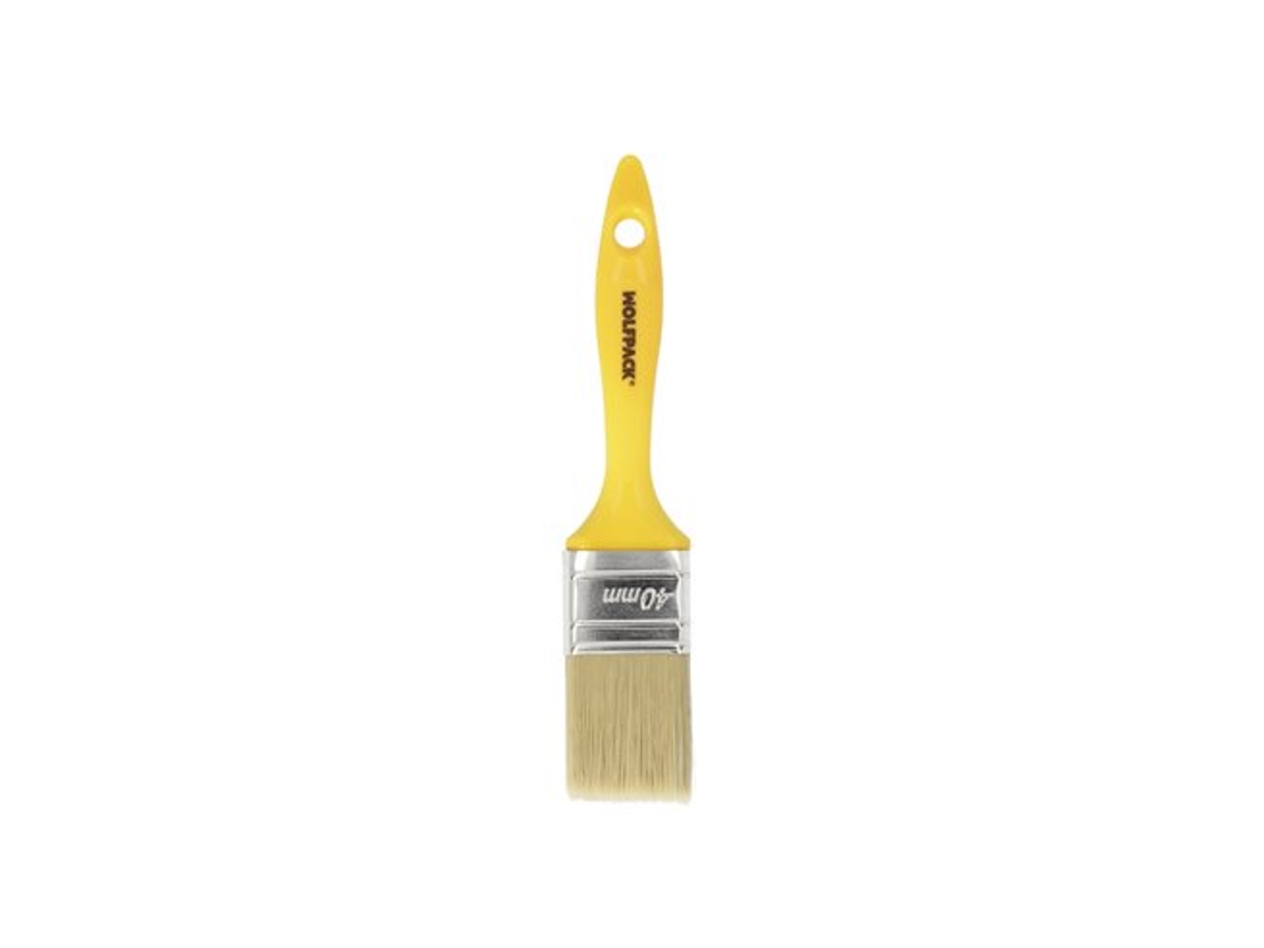 Llana profesional de cerdas blancas de 40 mm de ancho. Cerdas naturales, mango ergonómico de plástico y brocha Wolfpack Línea Profesional.