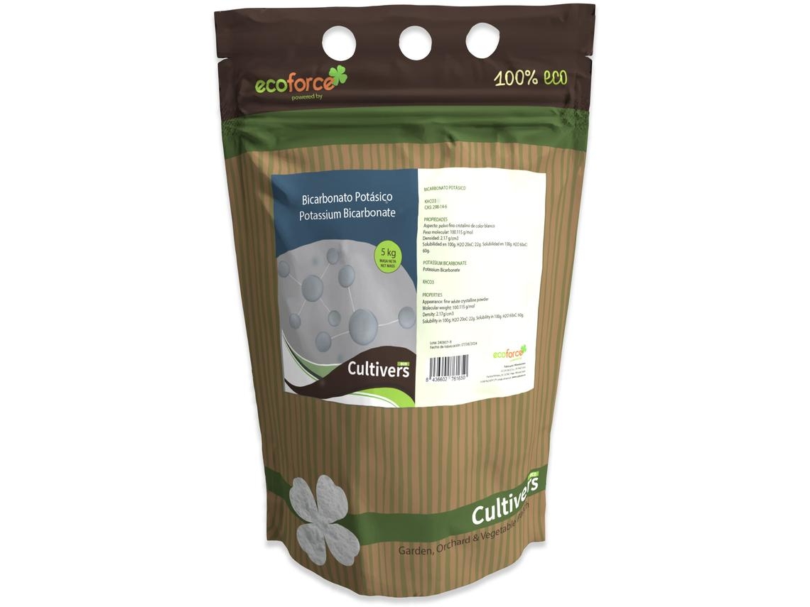 CULTIVERS Bicarbonato de Potasio de 5 kg Corrector de carencias de Potasio. Potenciador de las defensas naturales de las plantas