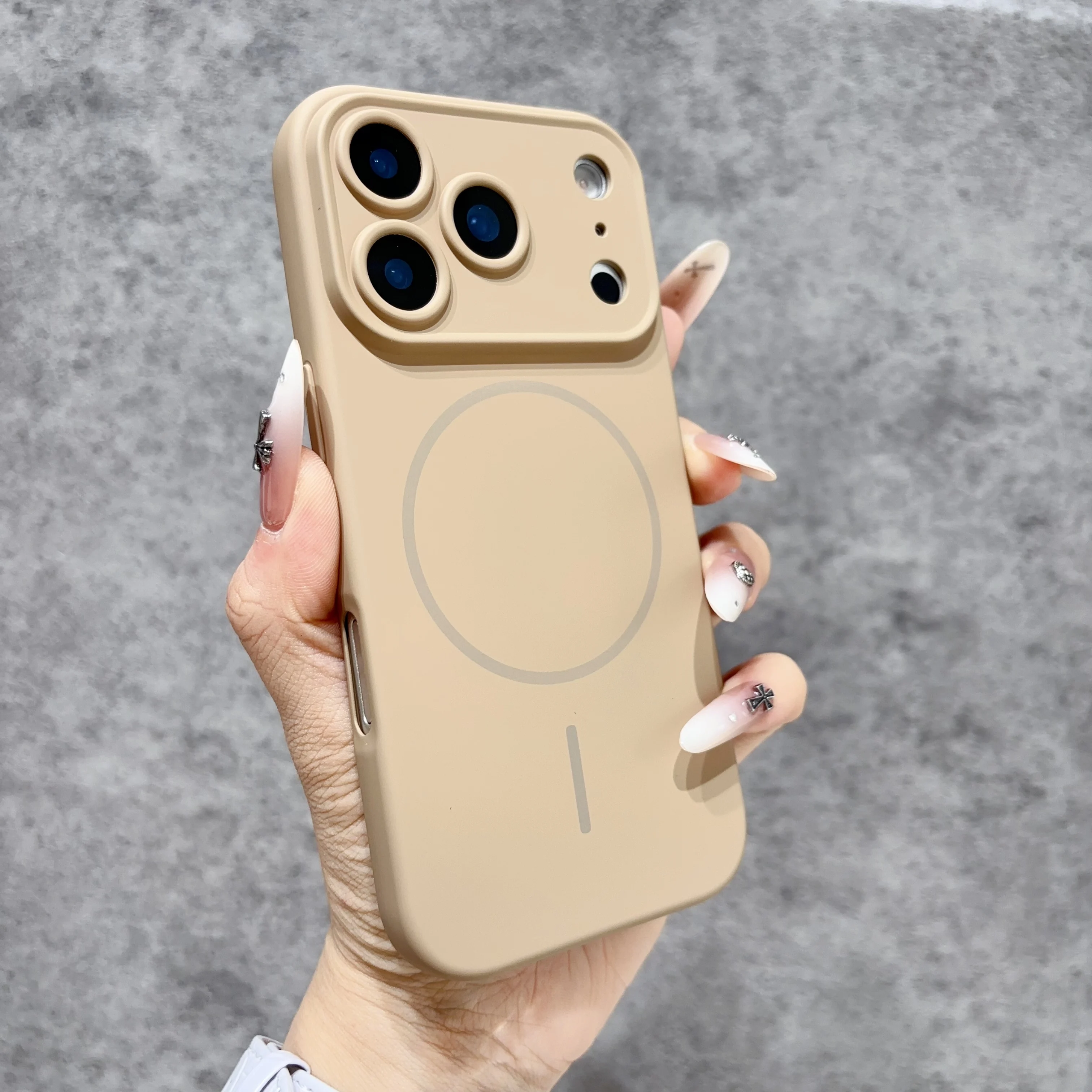 (iphone 13 Pro, Marrón) Funda Protectora Magnética Con Carga Inalámbrica Y Cubierta Para La Lente