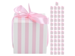 50 cajas de regalo para bodas, cumpleaños y fiestas - Rosa y blanco