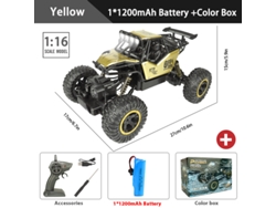 Coche RC 116/124 4WD con luz LED, buggy todoterreno para niños, color negro