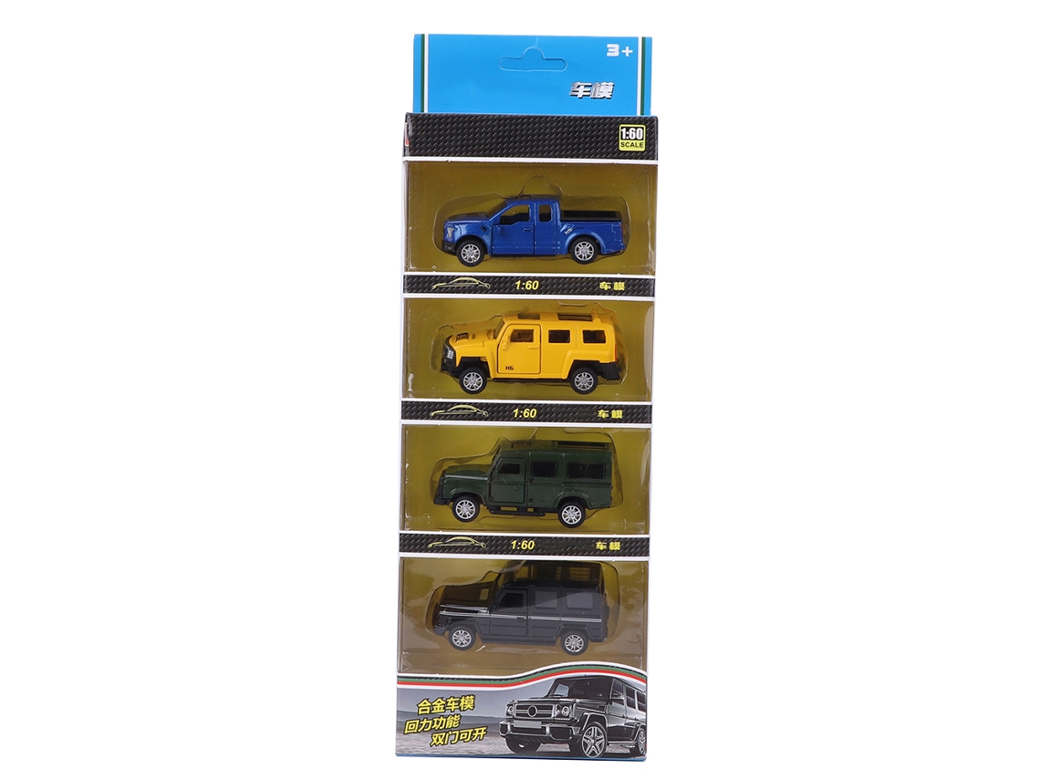 4 Coches De Juguete A Escala 1/60 De Aleación Con Tracción Retráctil Y Puerta Que Se Abre Para Niños.