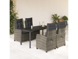 Juego de comedor de jardín de 5 piezas DKD Home Decor con cojines de mimbre gris