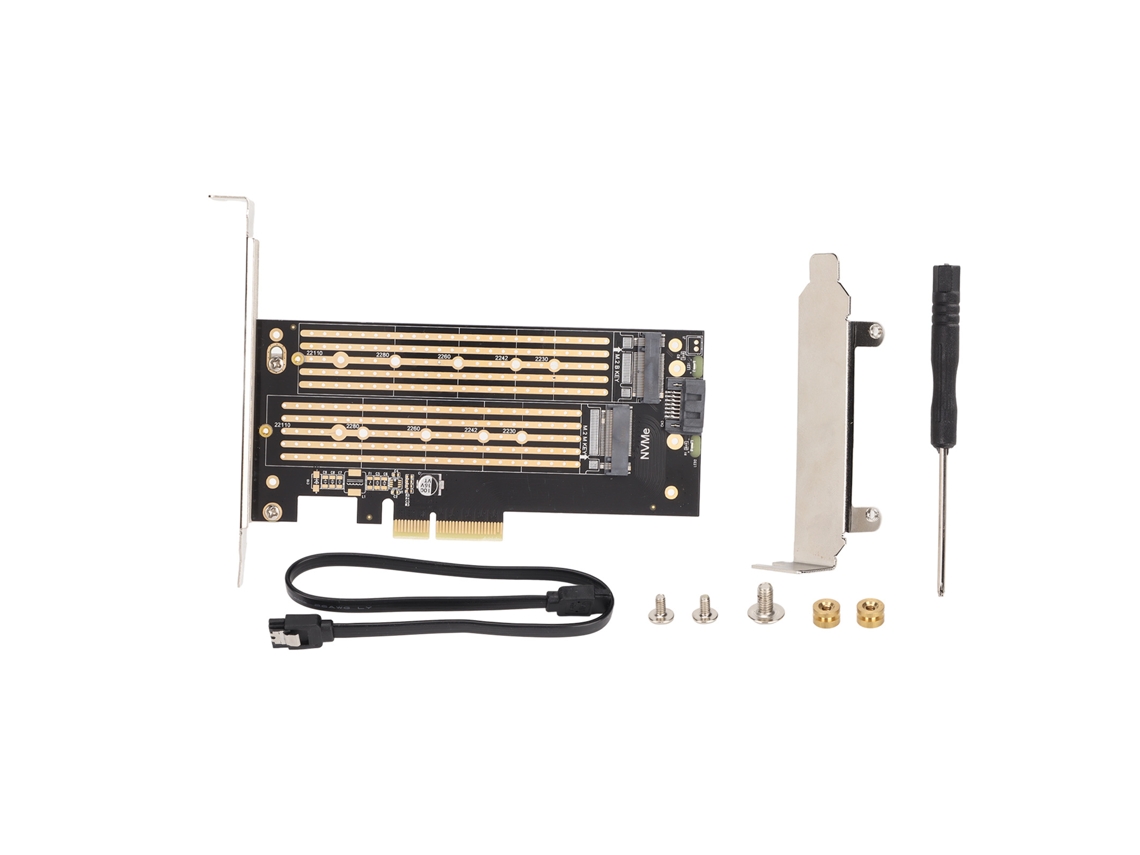 Adaptador de tarjeta M.2 Dual SSD a PCIe 4x, lector de disco duro y accesorio para computadora