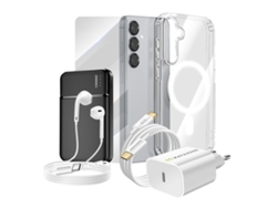 Pack Completo Para Galaxy S25 Funda, Cristal, Cargador, Batería Externa, Auriculares (6 Piezas)