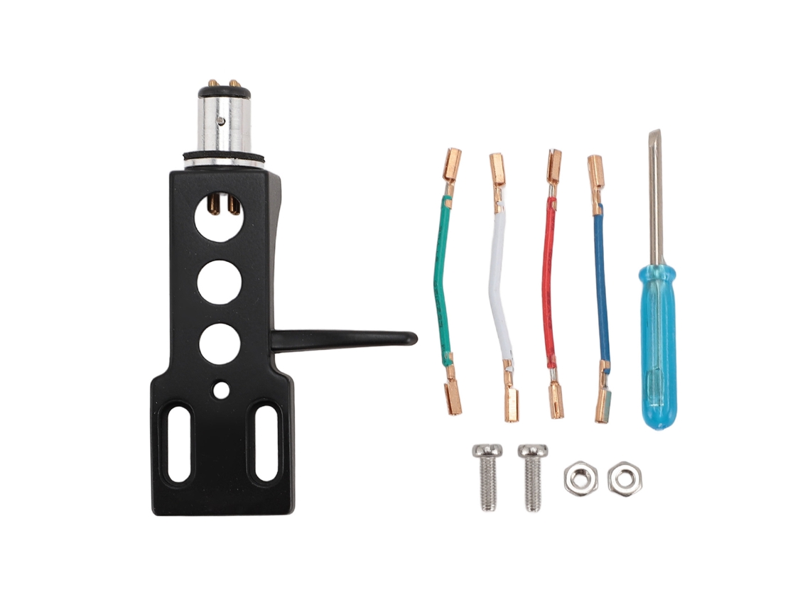 Cabezal Universal De Tocadiscos De Aleación De Aluminio Con Cables De Conexión, Repuesto Negro.